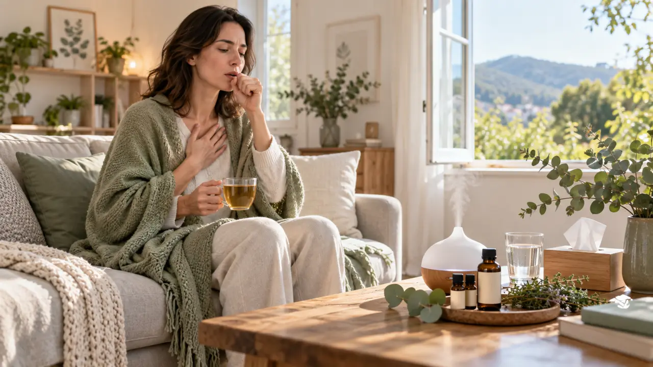 Huiles essentielles pour la toux : calmer une quinte sans bloquer l’évacuation des bronches