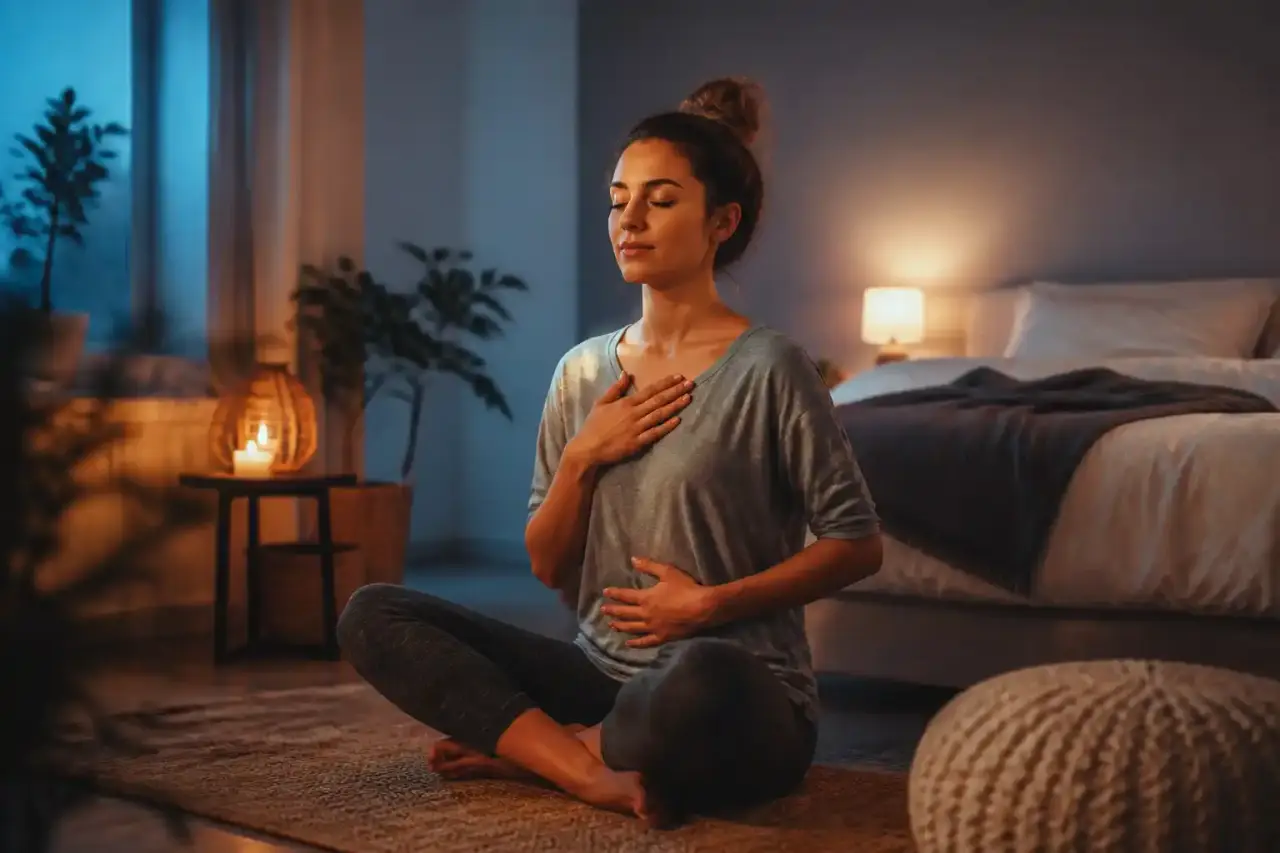 Séance de sophrologie dans une pièce apaisante et lumineuse