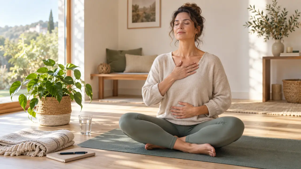 Séance de sophrologie dans un espace lumineux et apaisant