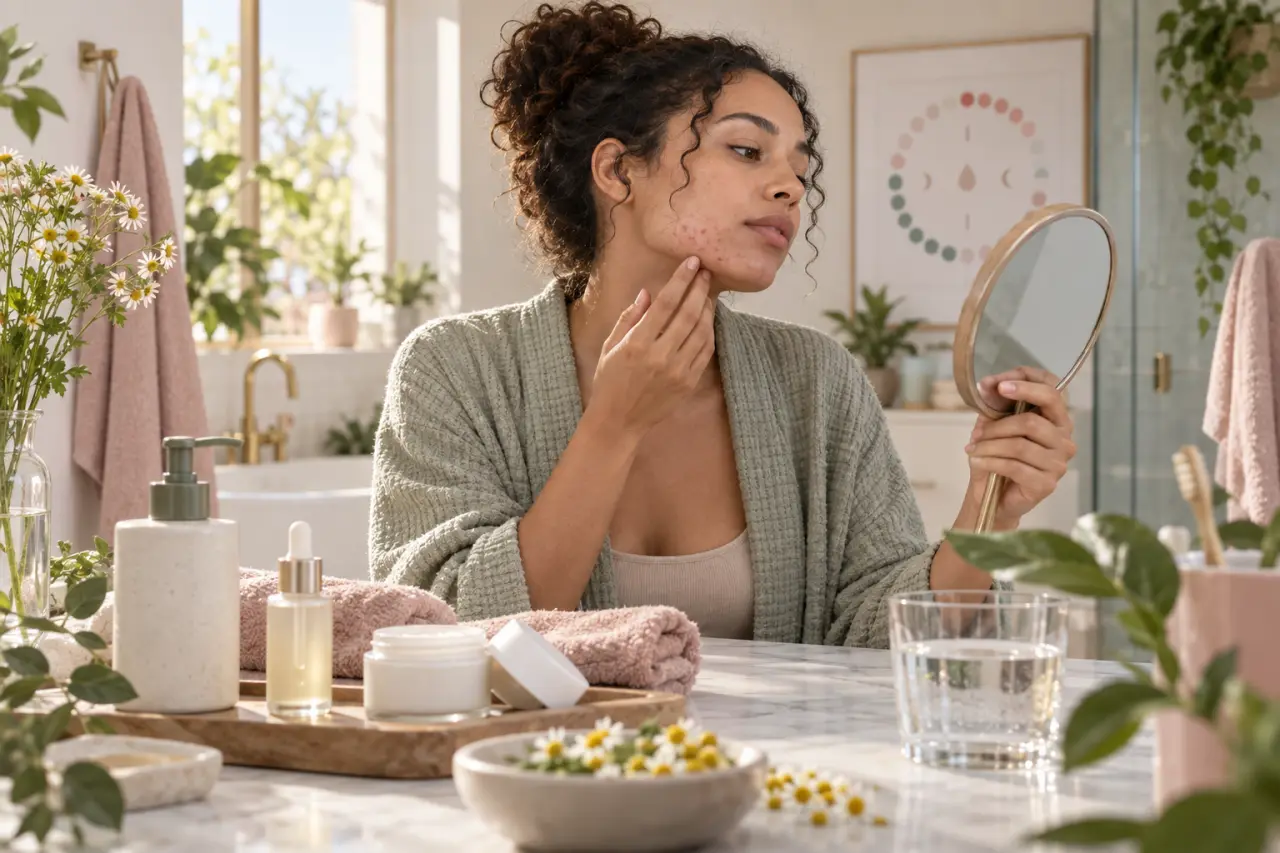 Acné hormonale : les solutions naturelles commencent par le cycle et la barrière cutanée