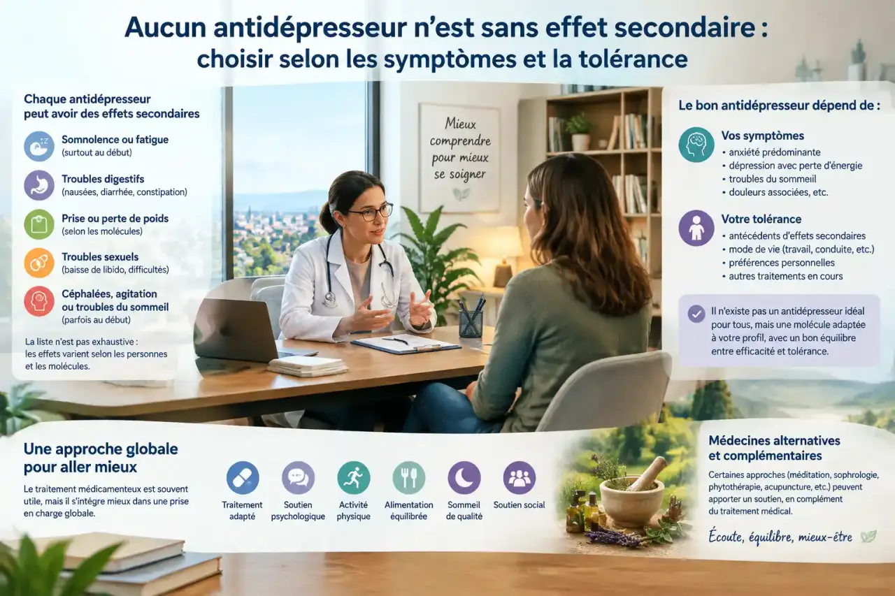 Aucun antidépresseur n’est sans effet secondaire : choisir selon les symptômes et la tolérance